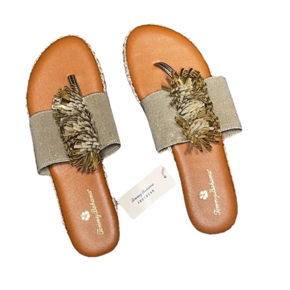 Tommy Bahama Tan Gold Footwear Sandals Thongs Ladies US 8.5 NWOB - Picture 1 of 6